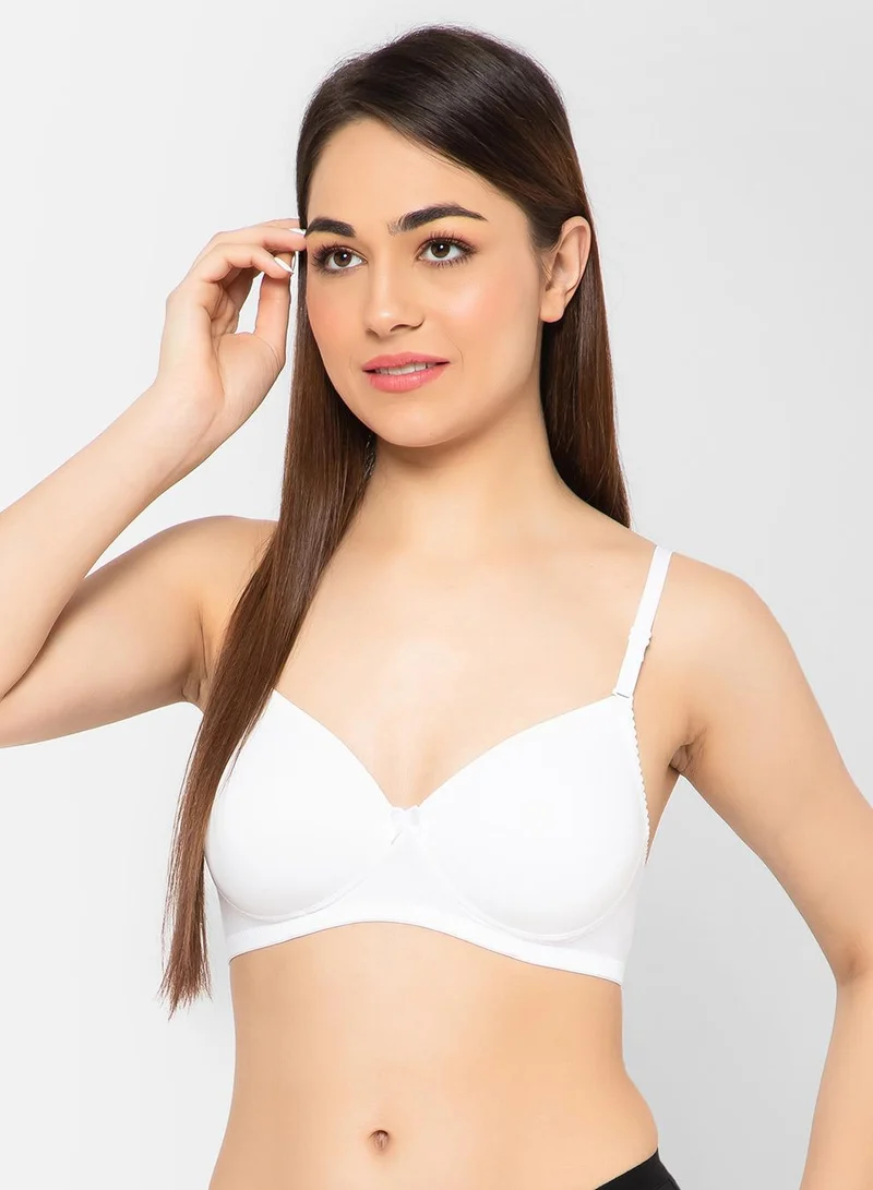 Clovia Padded Non-Wired Full Coverage Multiway T-shirt Bra in White